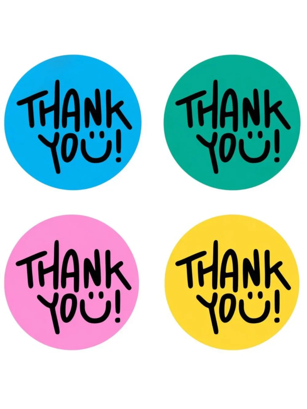 100 Count Thank You Stickers 2x2 Round Matte Labels Assorted Or Single Color